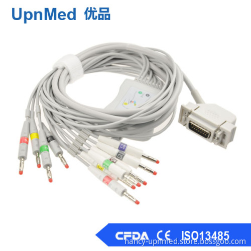 Siemens Hellige one-piece 10-Lead EKG cable with leadwires